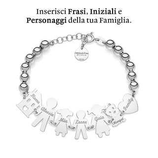 Bracciale Famiglia Catena Sfere Inciso