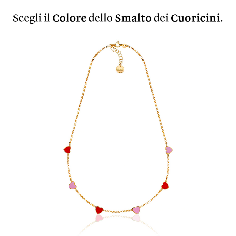 Collana 6 Cuoricini Smaltati