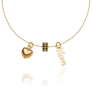 Vertical Heart and Name Necklace