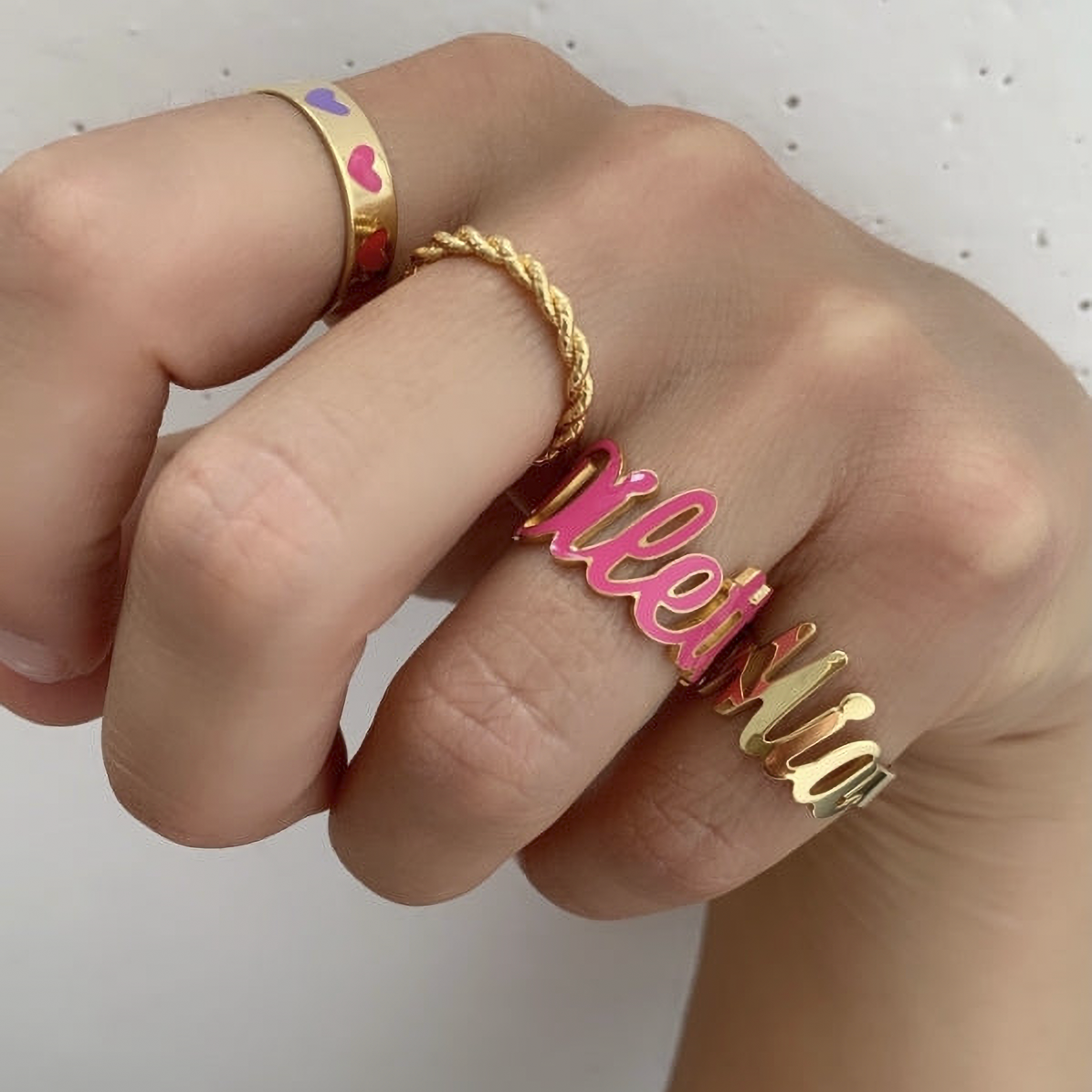 Anello Nome Corsivo Smaltato artigianatodilusso