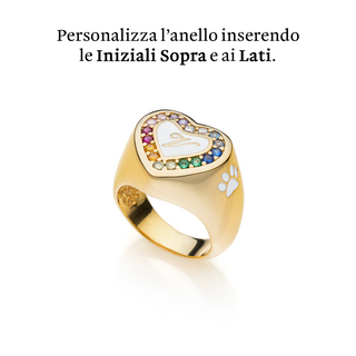 Anello Cuore Zirconi Rainbow
