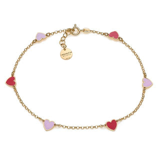 Anklet with 6 Enamelled Hearts